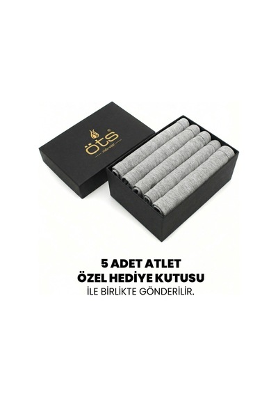 Öts Premium Erkek 5 Li %100 Pamuk Atlet Süprem Hediye Kutulu Nefes Alan Doku 1210-k Gri