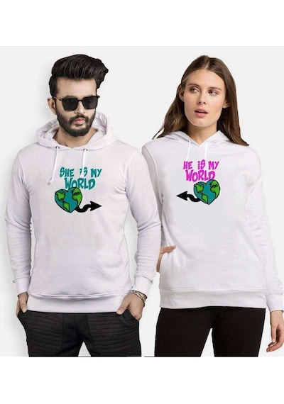 Tshirthane My World Sevgili Kombinleri Kapüşonlu Kombini