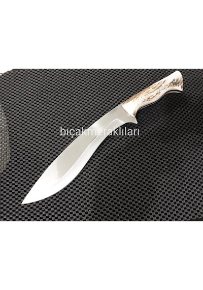 Kukri Kamp El İşçiliği 33 CM 4mm 4134 Çelik Geyik Boynuzu Beyaz