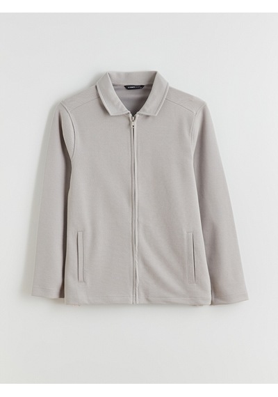 Lcwaıkıkı Classic Gri Standart Kalıp Polo Yaka Erkek Fermuarlı Sweatshirt