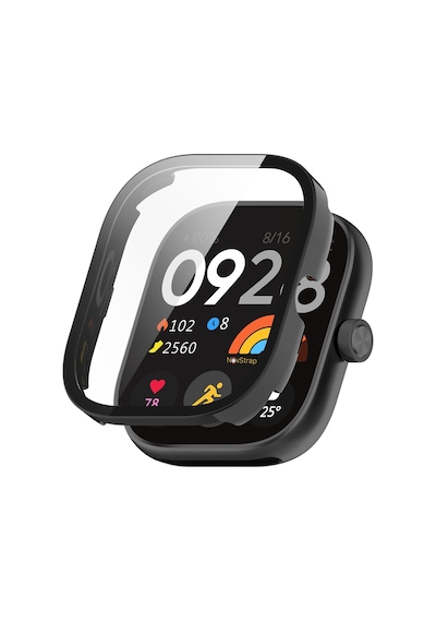 Novstrap Xiaomi Redmi Watch 4 İle Uyumlu Ekran Koruyucu Temperli Cam Ve Kasa Koruyucu Kılıf Sert Pc
