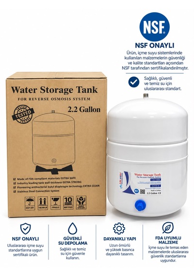 Su Arıtma Tankı 8 Litre 2.2 Galon Nsf Onaylı Çelik Tank 1
