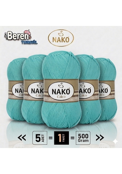 Calico- 10873 Sema Yeşili- 5'li Paket - 100gr/240m - El Örgü İpi - Amigurimi-hırka- Kazak- Şal-bebek İpi