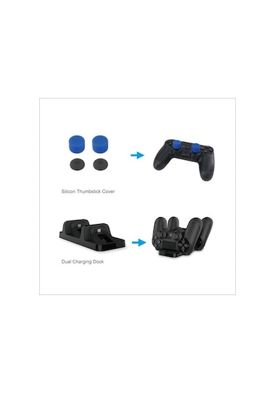 Dobe PS4 Kulaklık 5 In 1 Set (Şarj Ve Oyun Stand/Kablo/Analog Kor