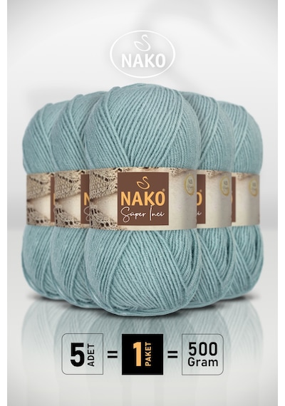 Süper İnci - 2524 Mint - 5'li Paket - 100gr/260m - El Örgü İpi - Atkı Yelek Kazak İpi