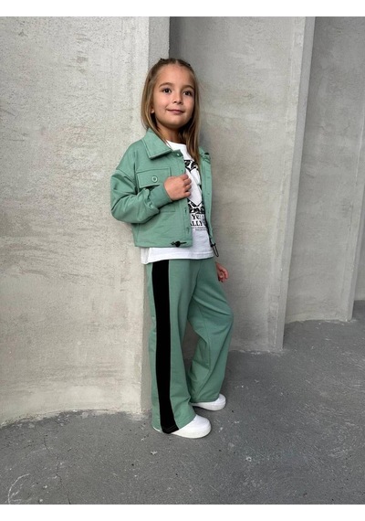 Hey You Kız Çocuk Eşofman Alt Üst 3'lü Takım Yeşil