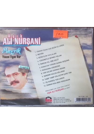 Plak Değildir Cd Dir Cd Aşık Ali Nurşani Yinemi Figan Var Meyri