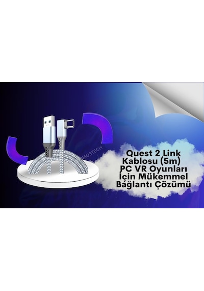 Cosmostech Meta Quest Sanal Gerçeklik Gözlüğü İçin Link Kablosu 1/2/3/pro/pico Uyumlu 3.2 Hızlı Data Kablosu 5m G