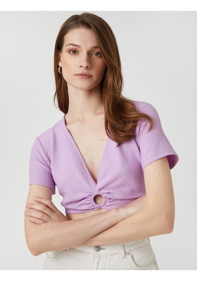 Koton Crop Bluz Halka Detaylı Lila 2sak30123pw 2SAK30123PW370 Koton Crop Bluz Halka Detaylı Lila 2sak30123pw 2SAK30123PW370