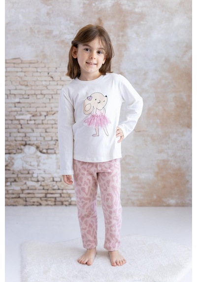 Mininio Kız Bebek Tavşan Desenli T-shirt Ve Tayt Ikili Takım - Pembe Pembe