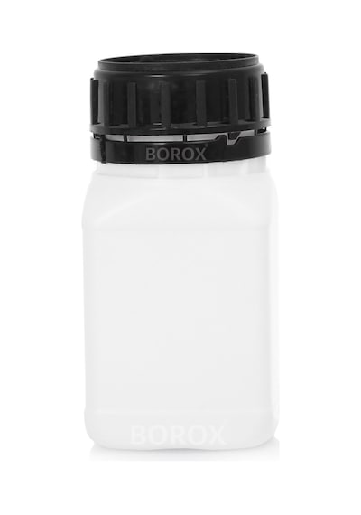 Borox Plastik Kare Şişe Siyah Kilit Kapaklı Sızdırmaz Numune Şişesi 200 x 250 ML
