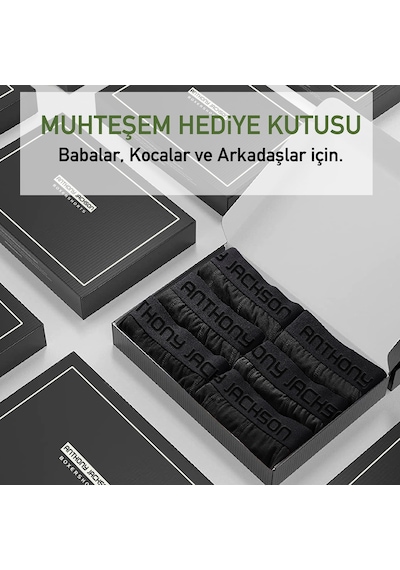 Anthony Jackson Likralı Premium Erkek Boxer Eddy 6'lı Siyah