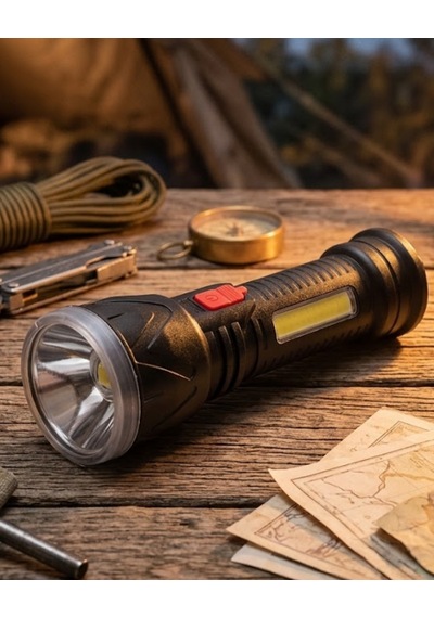 Şarjlı Led El Feneri 9 Led Güçlü Işık Ve 4 Modlu Kullanım 3 Renk