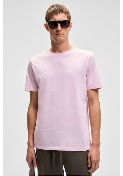 Grımelange Mocassın Erkek %100 Pamuk Relaxed Fit Yuvarlak Yaka Kısa Kollu Pembe T-shirt
