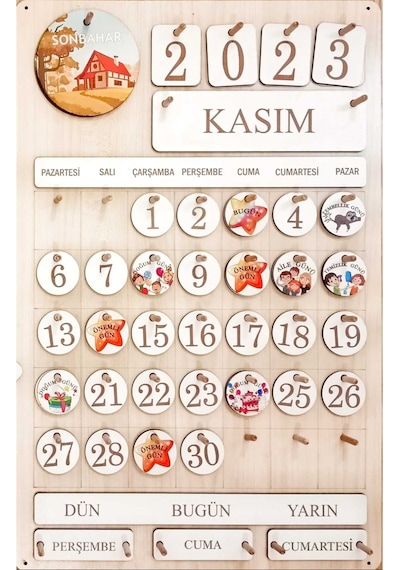 Montessori Çocuk Takvimi Ahşap Takvim