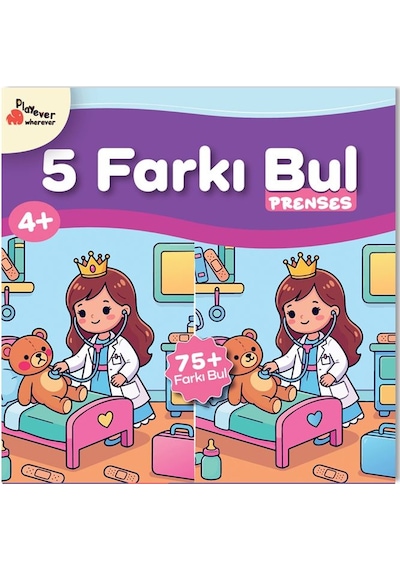 Playever 5 Farkı Bul - Prenses, Dikkat Ve Görsel Algı Etkinlik Kitabı