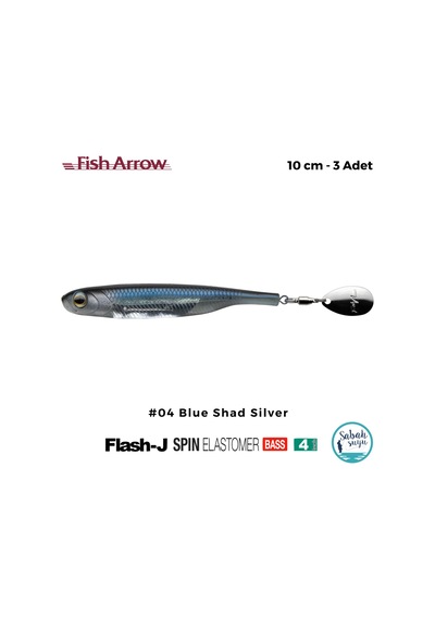 Fish Arrow Flash J Spin Elastomer 10cm 4'' 04 Blue Shad Silver Silikon Balık 3 Adet