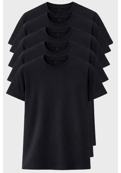 Blayn Jeans Erkek 10'lu Tişört Seti %100 Pamuk Basic Regular Fit Bisiklet Yaka Düz Renk Günlük T-shirt Siyah