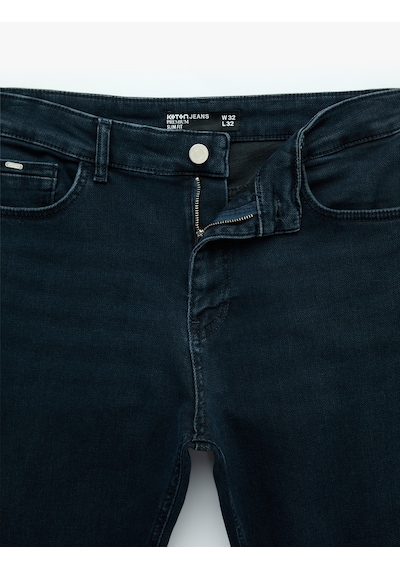 Koton Pamuklu Normal Bel Slim Fit Jean Pantolon - Brad Jean Koyu İndigo 6sam40279nd