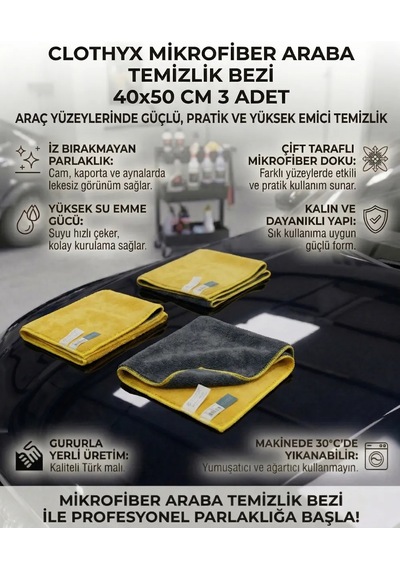 Mikrofiber Araba Temizlik Bezi 40 50 3 Adet