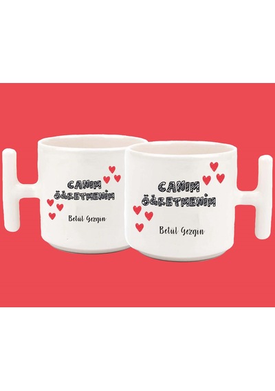 Kişiye Özel Canım Öğretmen Baskılı T Kulplu Latte Kupa
