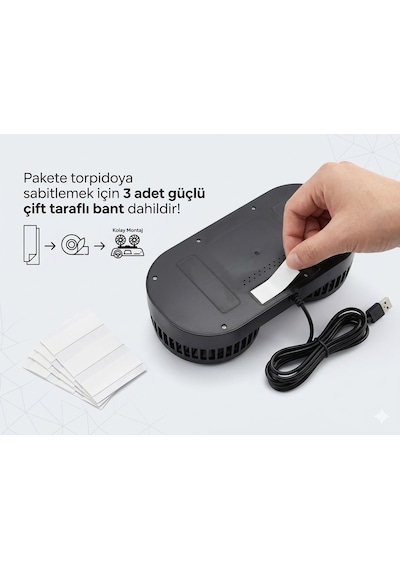 Mega Oto Market Araç İçi Torpido Üstü 360 Döner Başlıklı İki Fanlı Oto Pervane - Usb Girişli