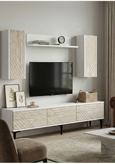 Tvr1802bt - Ferrotvr180 Tv Ünitesi Takımı Beyaz-traverten Kapak 180cm Beyaz-traverten