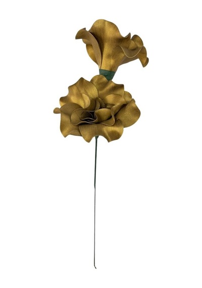 Latex Çiçek 2 Kafalı Manolya Yapay Çiçek Köpük Çiçek Gold Altın Renk