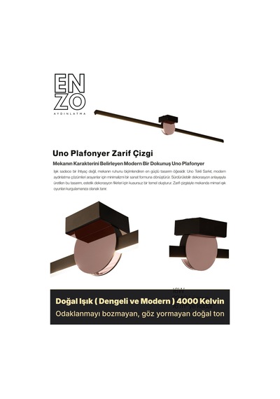 Unop Rose Gold Lineer Tavan Avize - Aşağı Işık Doğal Işık