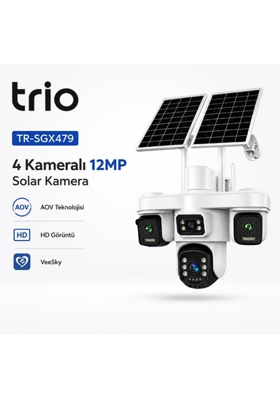 Trio Tr-sgx479 4 Kameralı 4x3 Mp Solar 4g Ptz Sim Kartlı Kamera Veesky