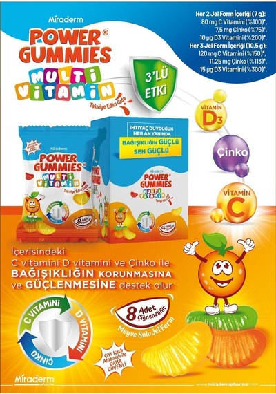Miraderm Power Gummies Multivitamin 64 Çiğneme Jeli