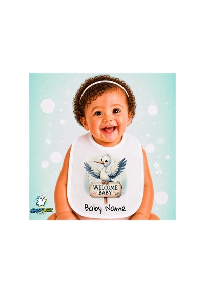 Kişiye Özel Hoşgeldin Keten Bebek Mama Önlüğü Yumuşak - Emici - Yıkanabilir - Özel Tasarım P084 Çok Renkli