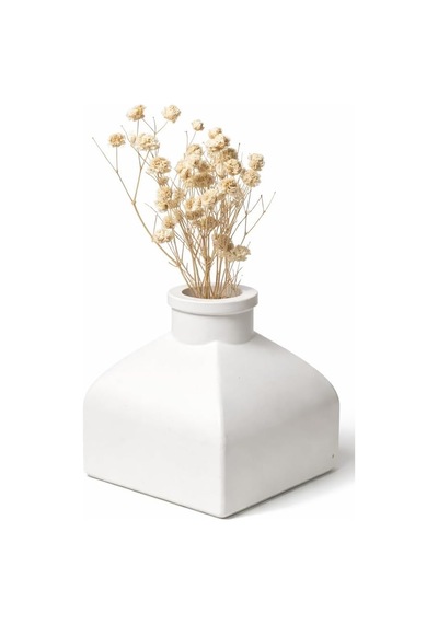 Minimalist Beyaz Mini Vazo, El Yapımı Taş Tozu, 7 Cm, Mat Finish, Japandi & İskandinav Stil, Masa Üstü Dekor Çok Renkli