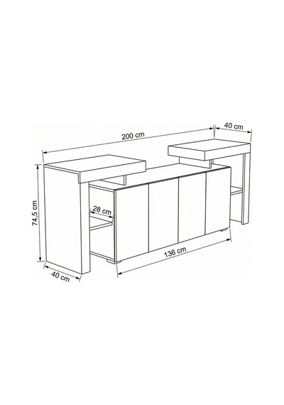 Burc Ledli Konsol 200 Cm Beyaz