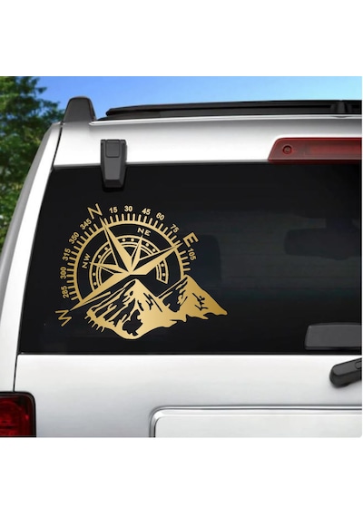 Pusula Ve Dağ Sticker - 4x4 Off Road Adventure Sticker - Araba Oto Motosiklet Karavan Sticker - 02112 60x47 Cm