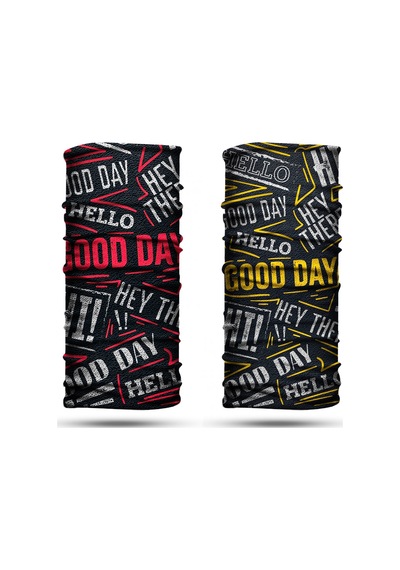 Dair Good Day Desenli 2'li Set Boyunluk Bandana Outdoor Balaklava Yüz Maskesi Kafa Bandı