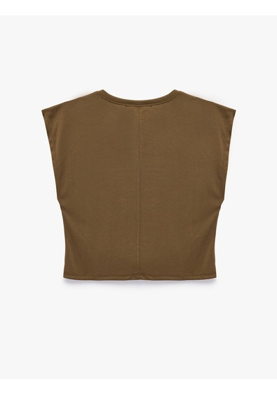 Koton Modal Karışımlı Bisiklet Yaka Kısa Kollu Basic Pijama Üstü Kahverengi 7wlk40105mk Kahve
