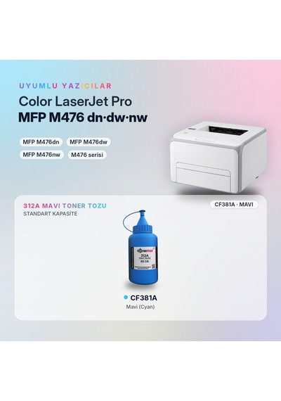 Hp 312a Cf381a Toner Tozu Mavi 65gr / Color Laserjet Pro Mfp M476dn / M476dw / M476nw