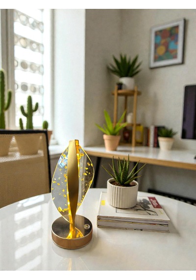 Lotus Aura Model Modern Ambiyans Parıltı Dekoratif Led Gece Lambası Altın
