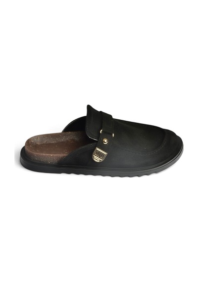 Fox Shoes Z250525202 Siyah Süet Önü Kapalı Kadın Terlik