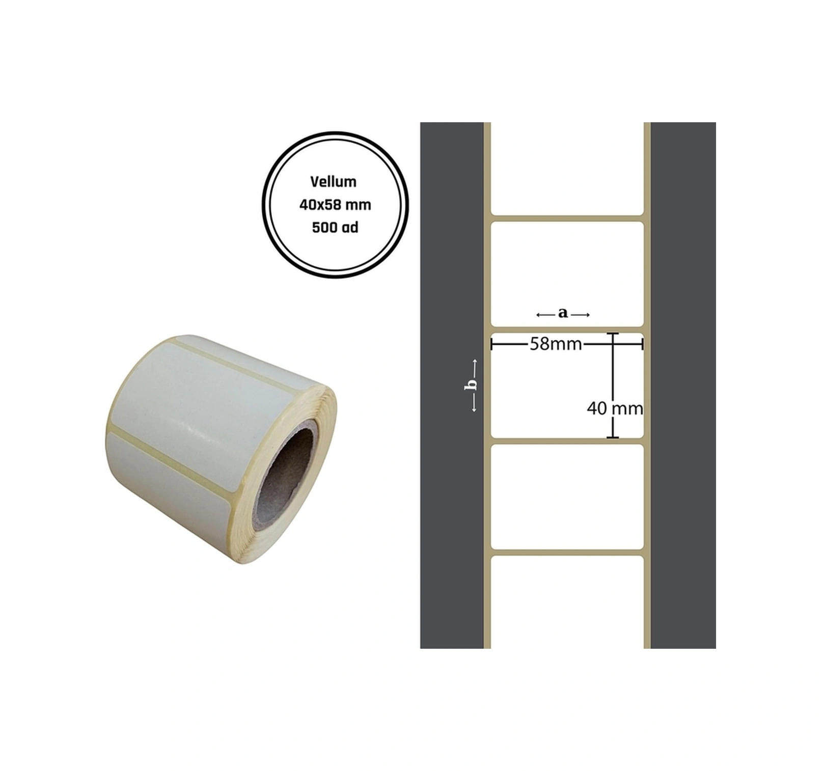 40x58 Mm Vellum Etiket Yaıpışkanlı Parlak Barkod Etiketi 1 Rulo 500 Adet Diğer