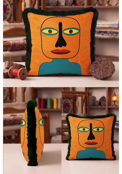 Bohem Soyut Yüz Portre Etnik Saçaklı Yastık Kılıfı - Retro Turuncu Siyah Püsküllü Kırlent Kılıfı Serin Vadi Aura Bohem Soyut Yüz Portre Etnik Saçaklı Yastık Kılıfı - Retro Turuncu Siyah Püsküllü Kırlent Kılıfı Serin Vadi Aura
