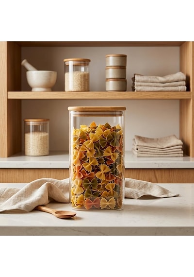Dikdörtgen Bambu Kapaklı Kavanoz 1300 Ml, Şeffaf Kuru Gıda Saklama Kabı, Makarna Pirinç Bakliyat Kahve Kuruyemiş Ve Granola İçin Mutfak Düzenleyici Kavanoz, 12 X 8 X 20 Cm Çok Renkli Dikdörtgen Bambu Kapaklı Kavanoz 1300 Ml, Şeffaf Kuru Gıda Saklama Kabı, Makarna Pirinç Bakliyat Kahve Kuruyemiş Ve Granola İçin Mutfak Düzenleyici Kavanoz, 12 X 8 X 20 Cm Çok Renkli