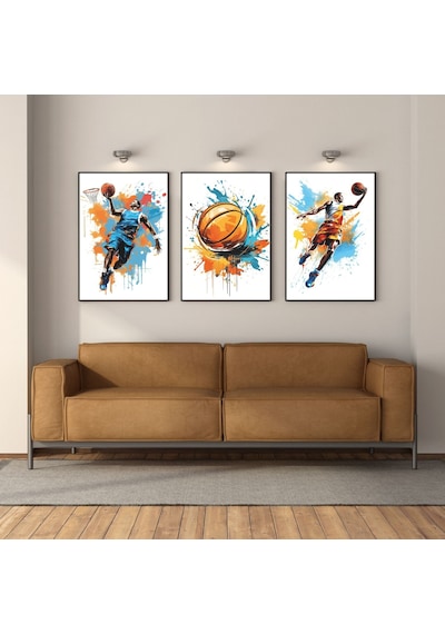 Splash Dunk 3'lü Set Çerçeveli Tablo Siyah Renk 21 X 30 Boyut/ebat