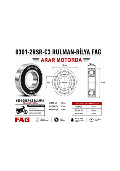 6301-2rsr-c3 Rulman-bilya Fag - Arr6301fag
