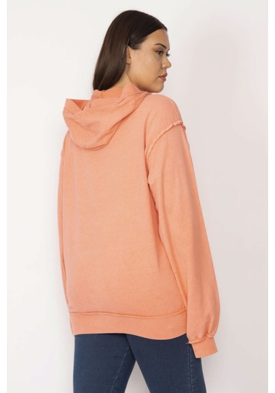 Şans Kadın Turuncu Kapşonlu Kanguru Cepli Sweatshirt 65n29634-oranj Turuncu