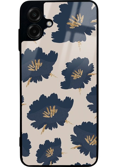 Samsung Uyumlu A07 Blue Flowers Tasarımlı Glossy Telefon Kılıfı Çok Renkli