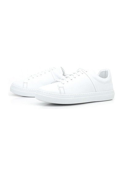 Beyaz Hakiki Deri Kadın Bağcıklı Sneaker Ayakkabı Beyaz