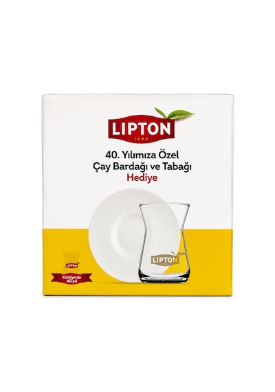 Lipton Yellow Label Demlik Poşet Çay 100lü X 2 Adet + Lipton 40. Yıl Tekli Çay Bardağı Hediyeli