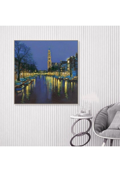 Şehir El Yapımı Yağlı Boya Tablo 76x77cm